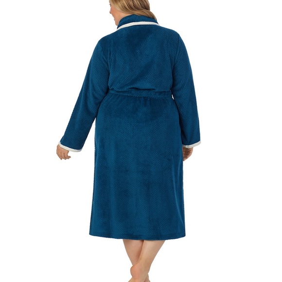 Stan Herman 🆕 Plus Size 1X Dimple Plush Wrap Robe Blue - Picture 7 of 10